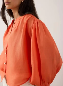 Orange Ramie Batwing Blouse