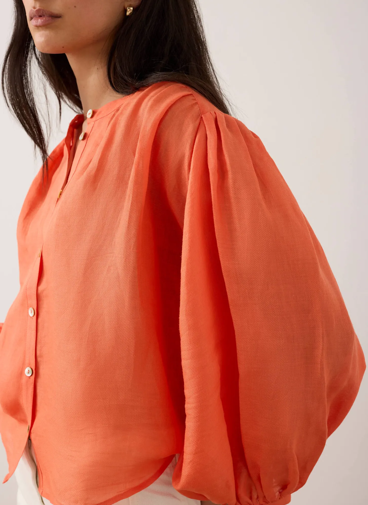 Orange Ramie Batwing Blouse