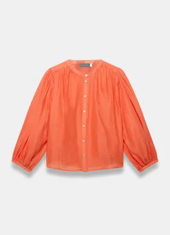 Orange Ramie Batwing Blouse