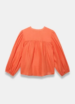 Orange Ramie Batwing Blouse