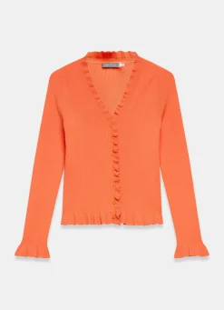 Orange Ruffle Detail Cardigan