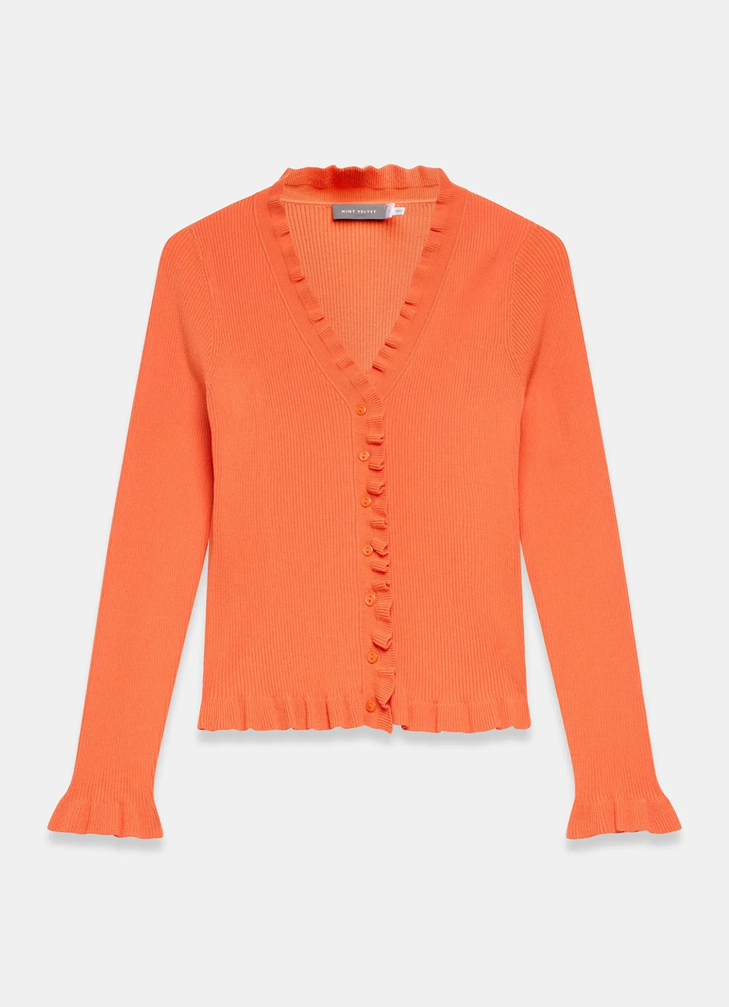 Orange Ruffle Detail Cardigan