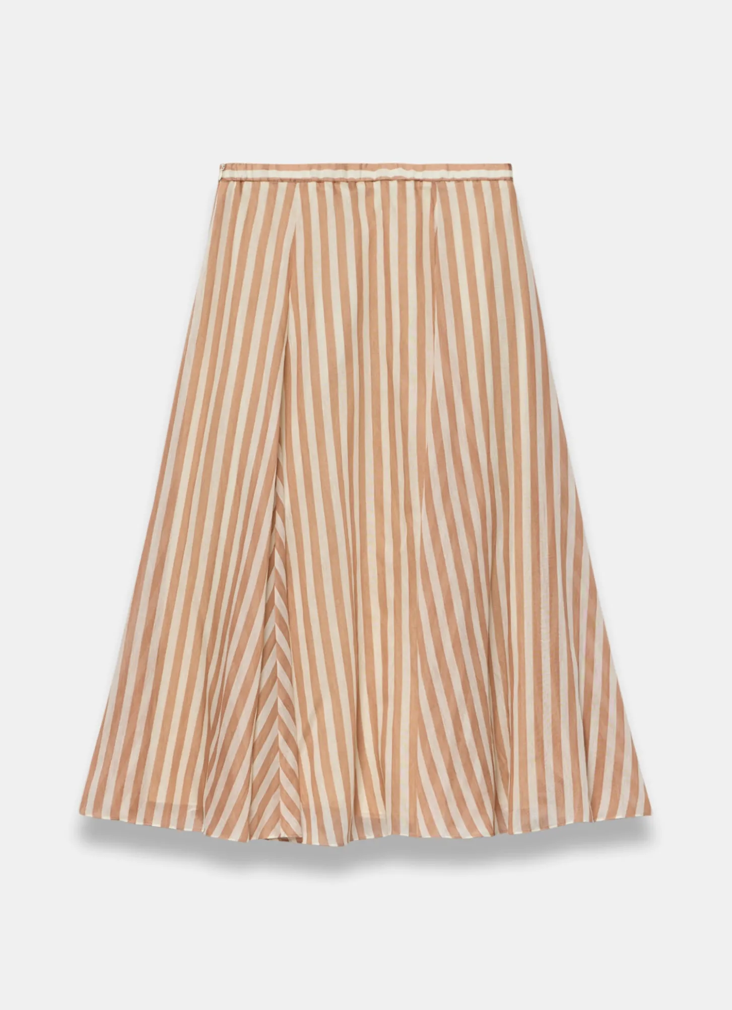 Orange Striped A Line Midi Skirt