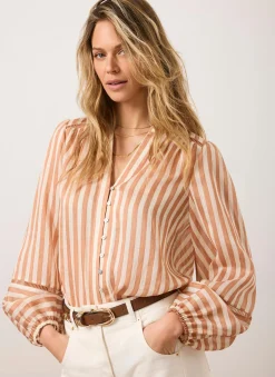 Orange Striped Blouse