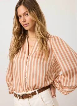 Orange Striped Blouse