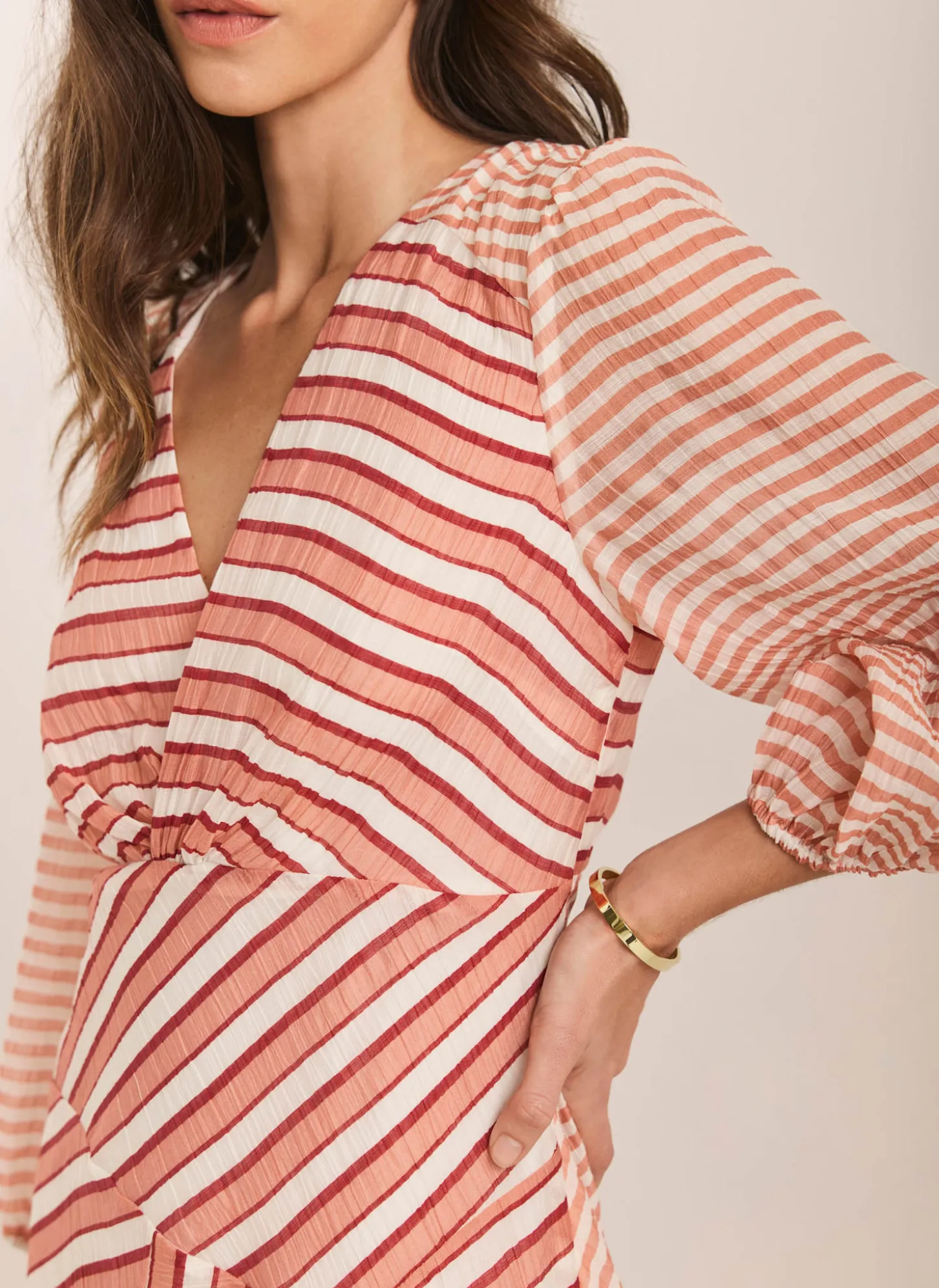Orange Striped Panelled Maxi Dress