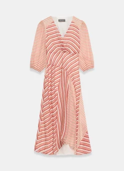 Orange Striped Panelled Maxi Dress