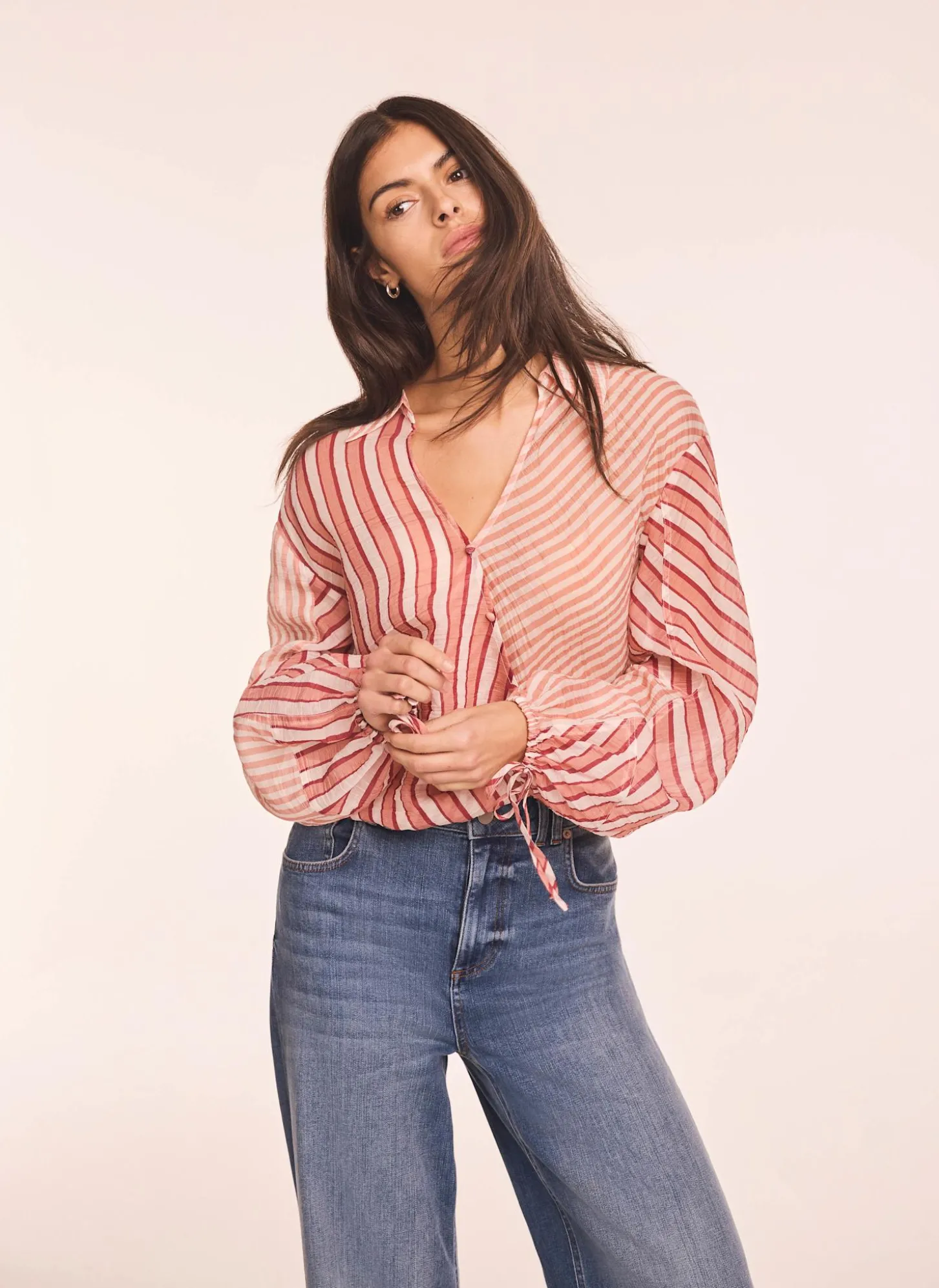 Orange Striped Wrap Shirt