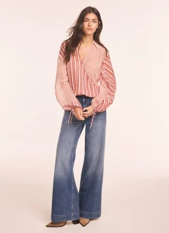 Orange Striped Wrap Shirt