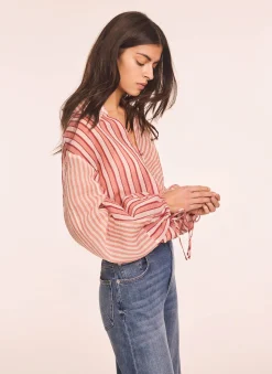 Orange Striped Wrap Shirt