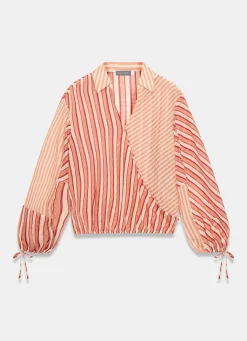 Orange Striped Wrap Shirt