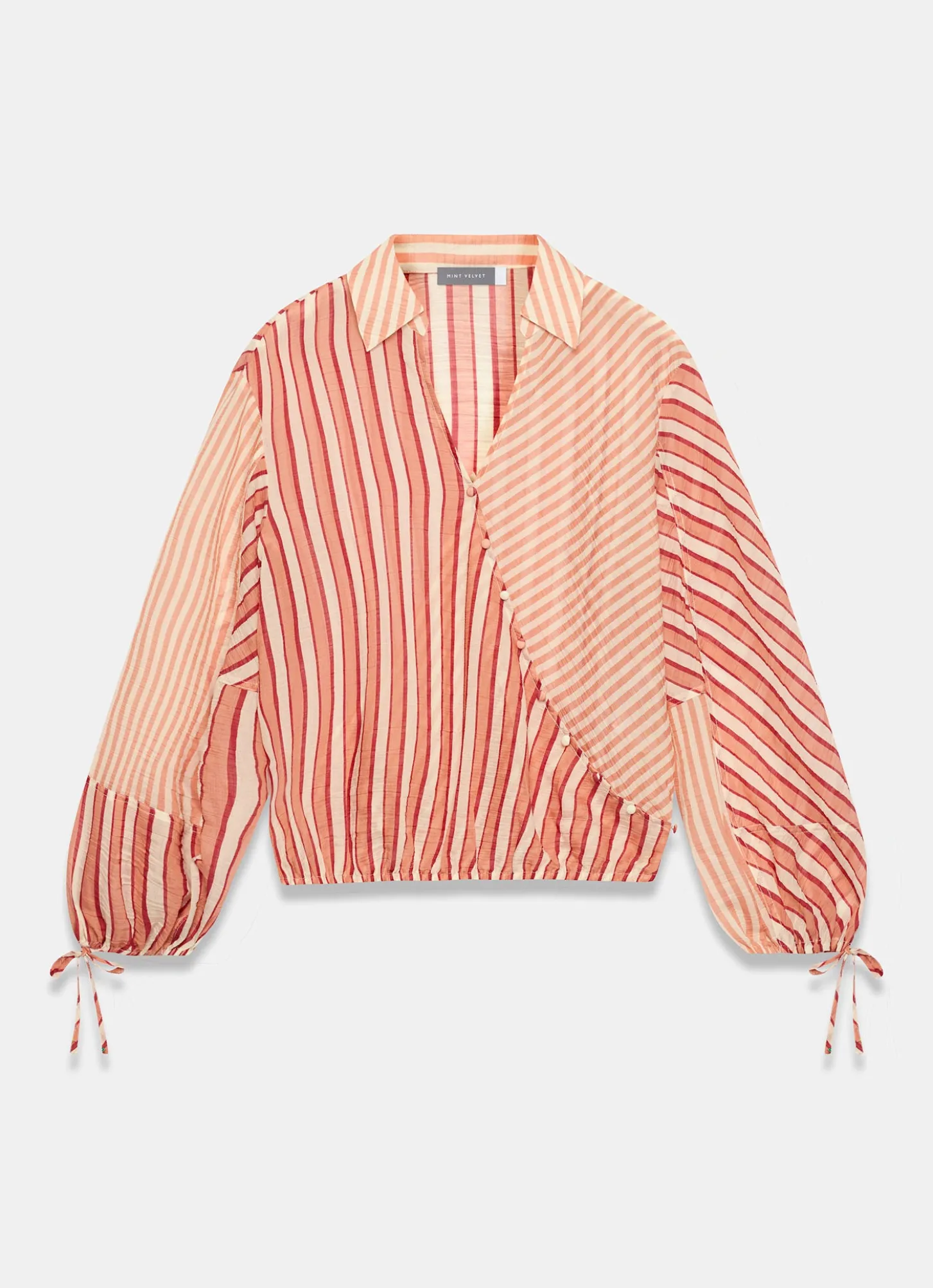 Orange Striped Wrap Shirt