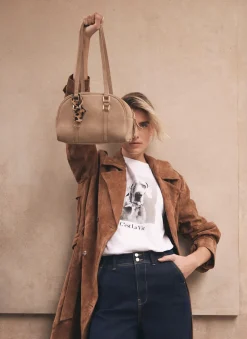 Otti Neutral Suede Shoulder Bag