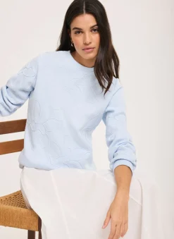 Pale Blue Embroidered Sweatshirt