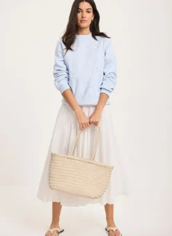 Pale Blue Embroidered Sweatshirt