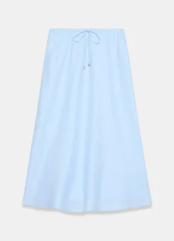 Pale Blue Linen Bias Midi Skirt