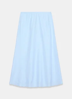 Pale Blue Linen Bias Midi Skirt