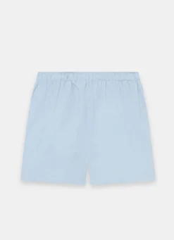 Pale Blue Linen Drawstring Shorts