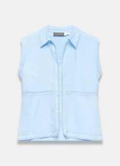 Pale Blue Linen Sleeveless Shirt