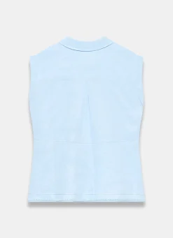 Pale Blue Linen Sleeveless Shirt