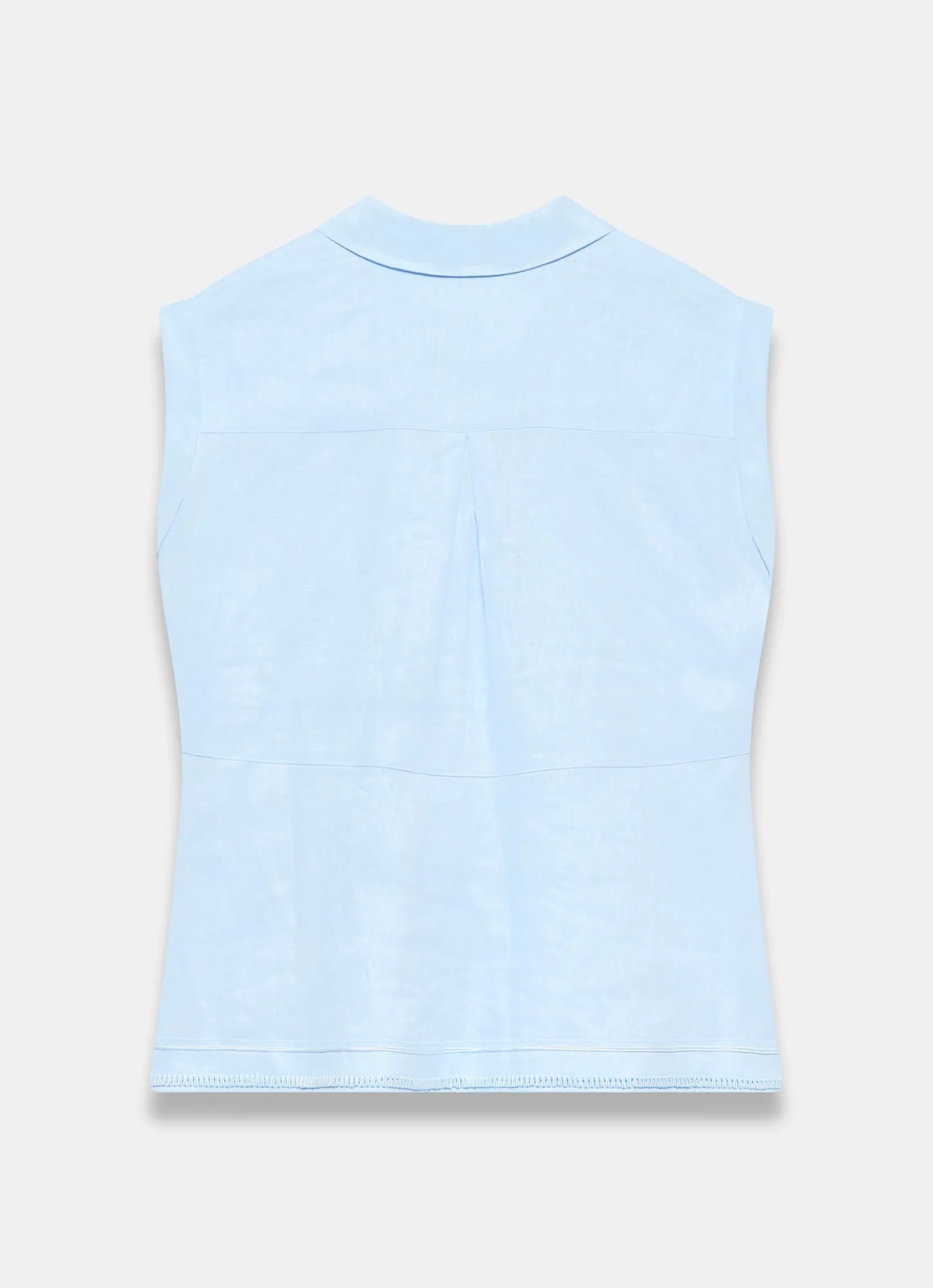 Pale Blue Linen Sleeveless Shirt