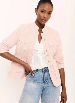 Pink Cotton Blend Boucle Jacket