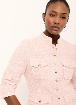 Pink Cotton Blend Boucle Jacket