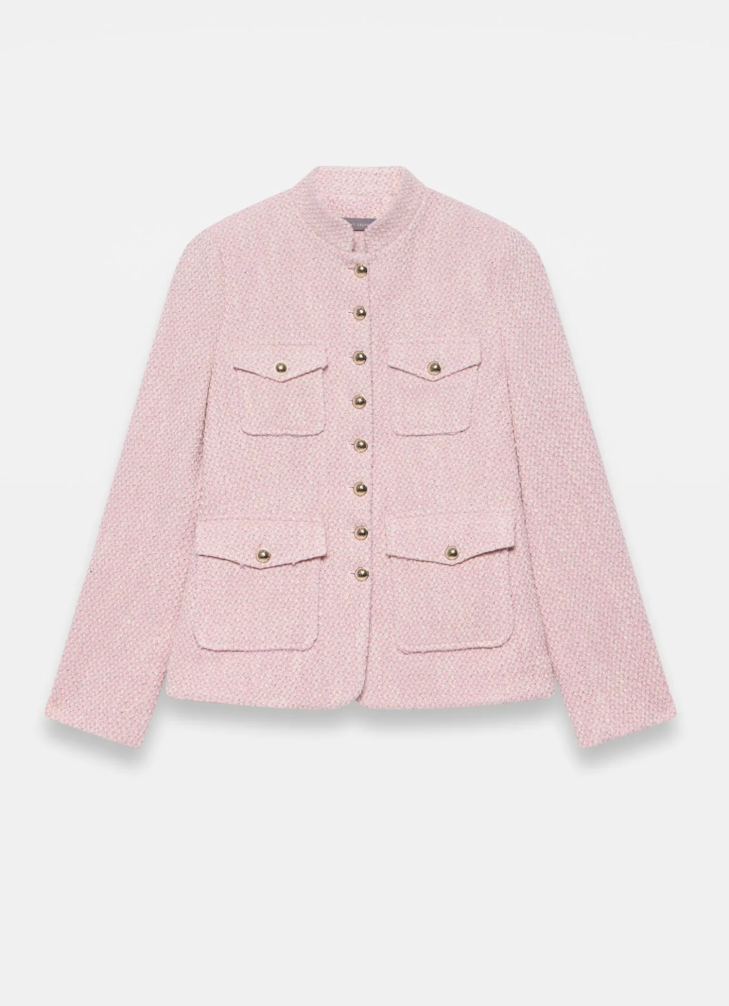Pink Cotton Blend Boucle Jacket