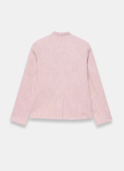 Pink Cotton Blend Boucle Jacket