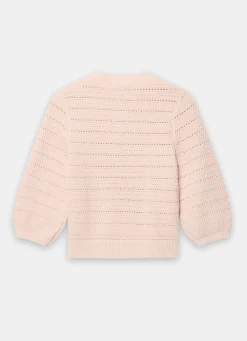 Pink Cotton Blend Floral Detail Jumper