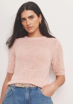 Pink Cotton Blend Knit Top