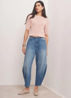 Pink Cotton Blend Knit Top