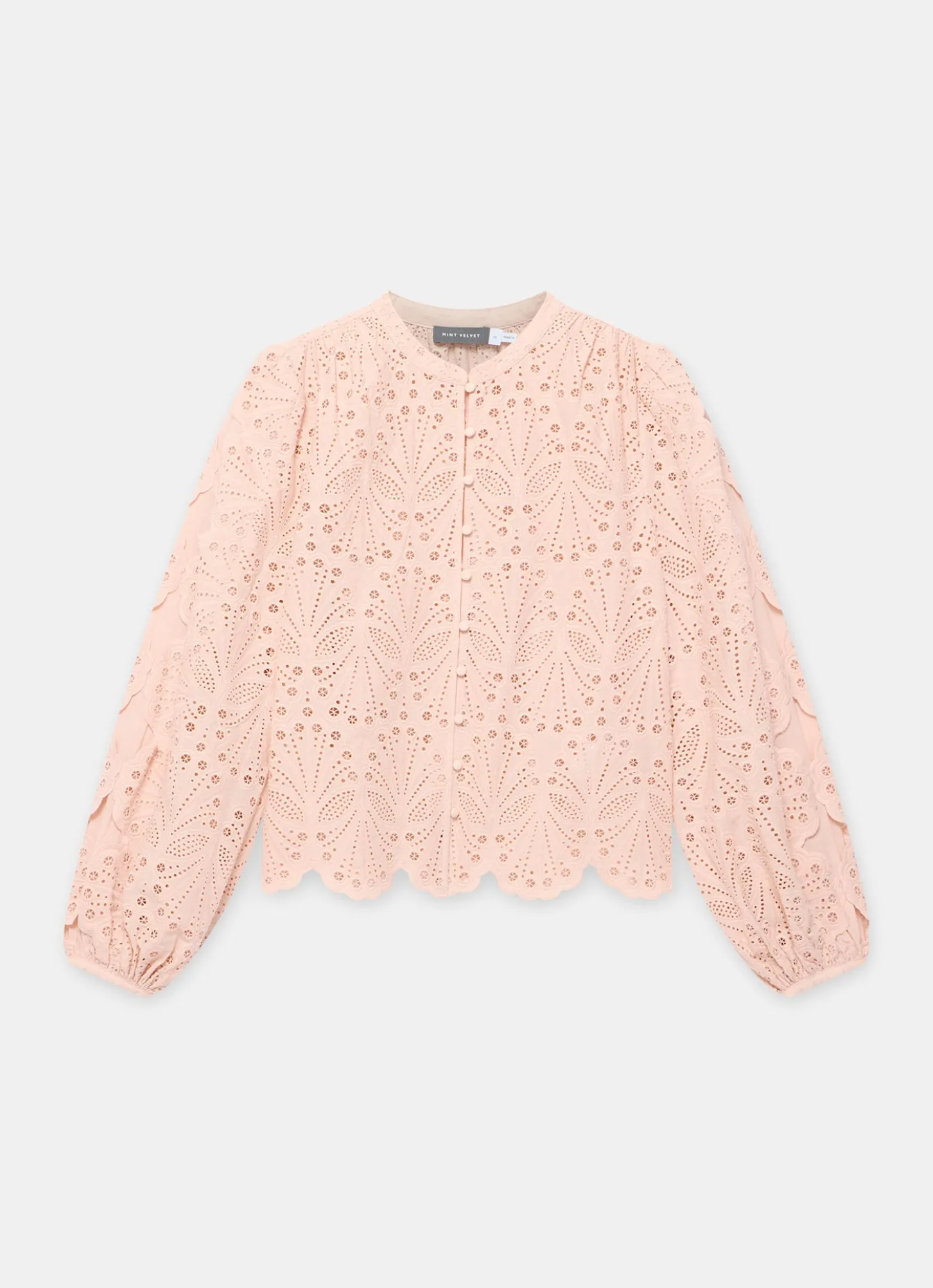 Pink Cotton Broderie Detail Blouse