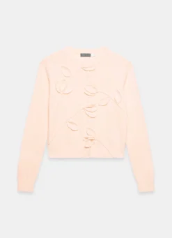 Pink Floral Applique Popper Cardigan