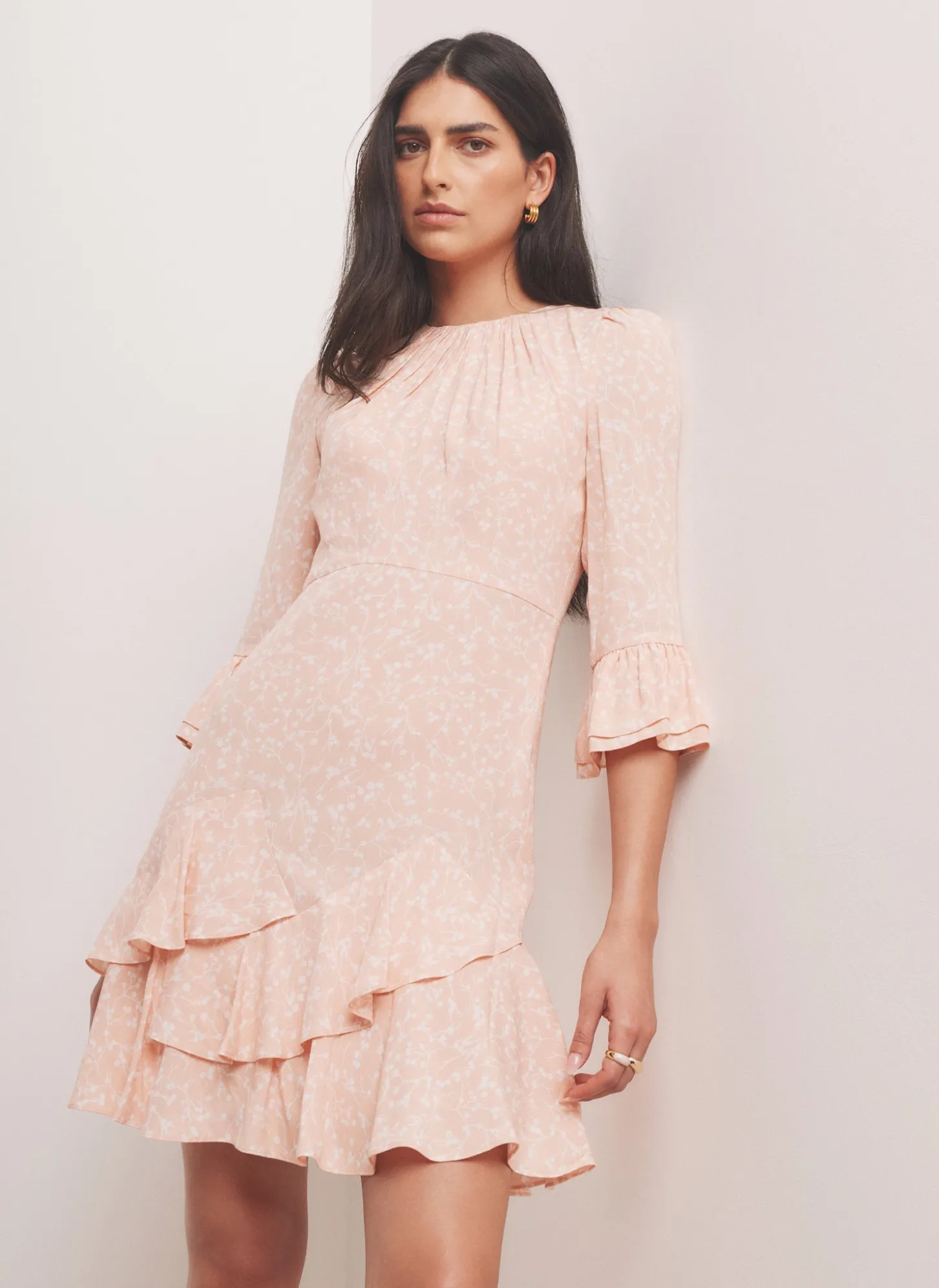 Pink Floral Print Mini Dress