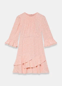 Pink Floral Print Mini Dress