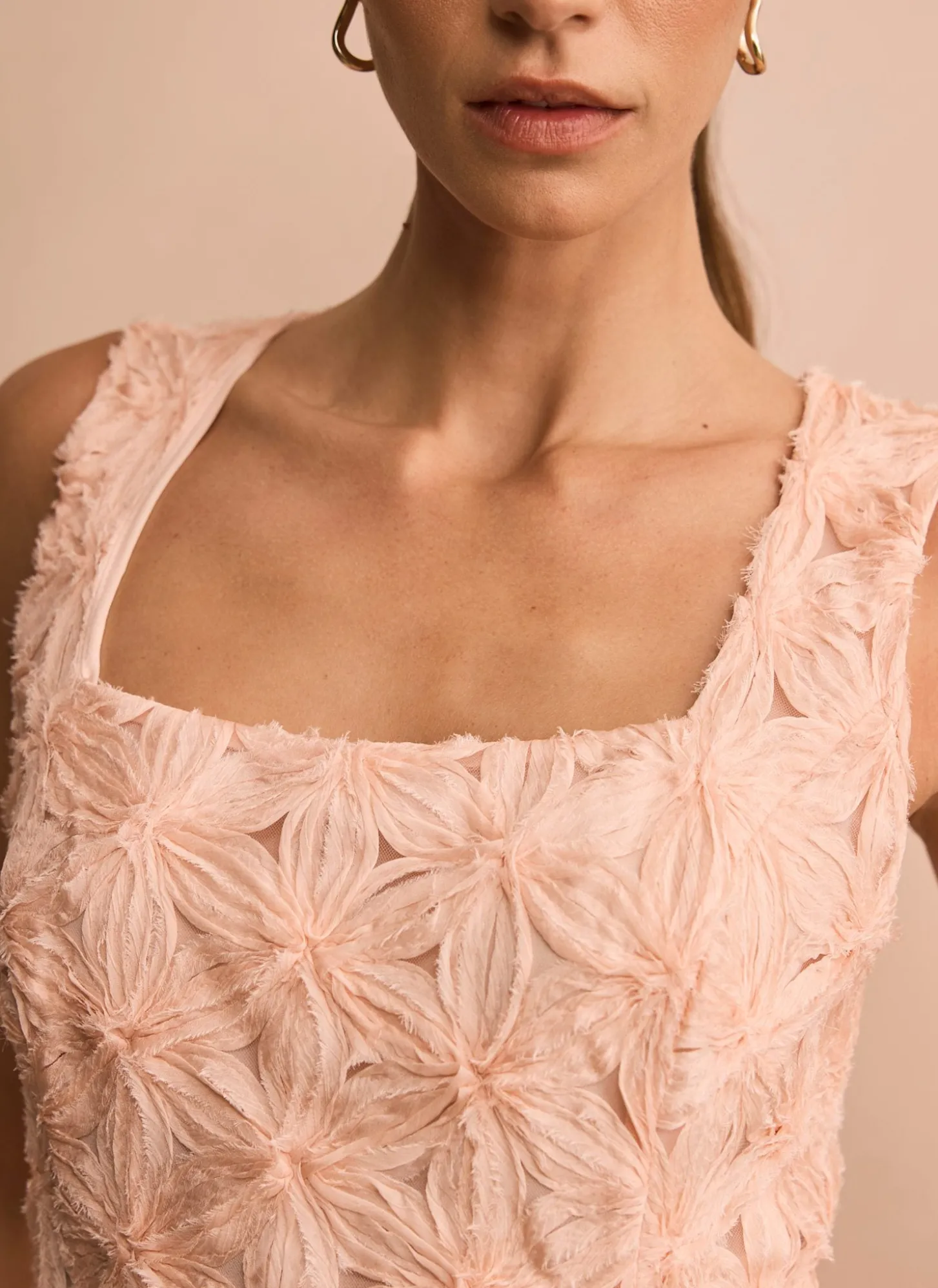 Pink Floral Texture Maxi Dress
