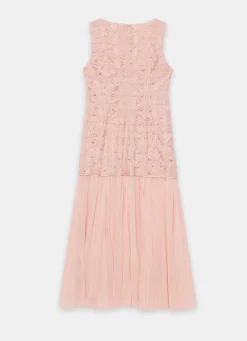 Pink Floral Texture Maxi Dress