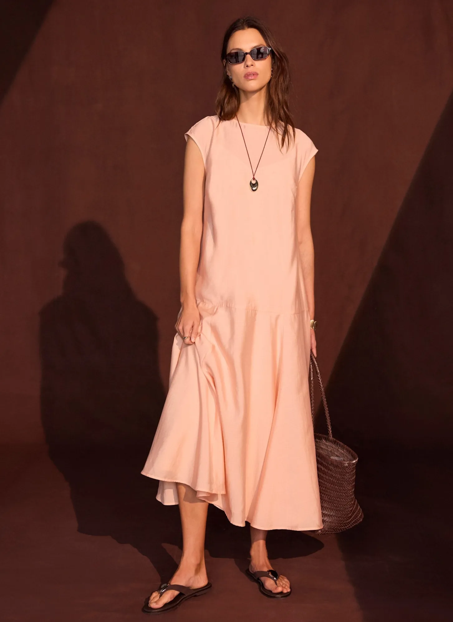 Pink Full Hem Midi Dress