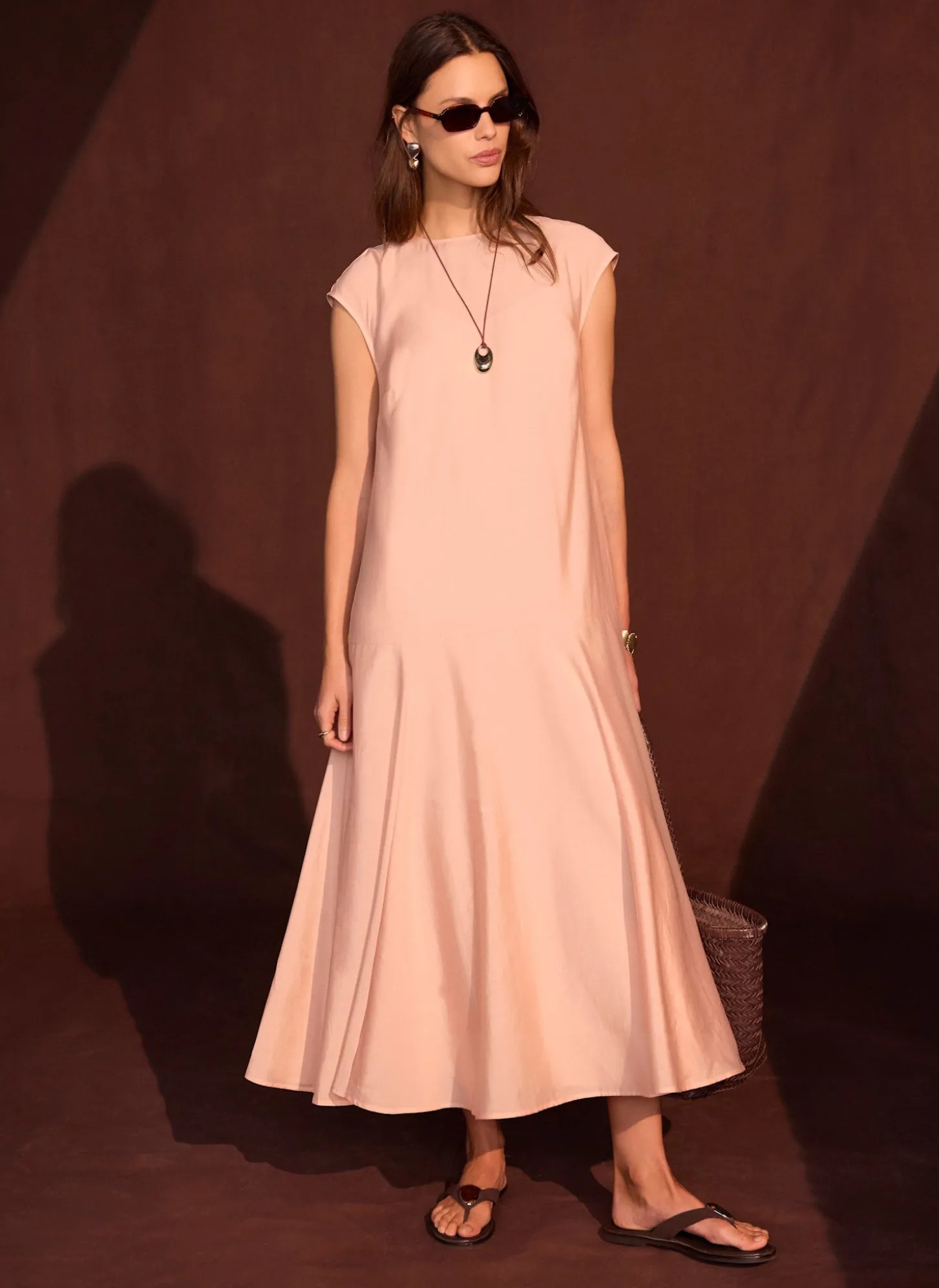 Pink Full Hem Midi Dress