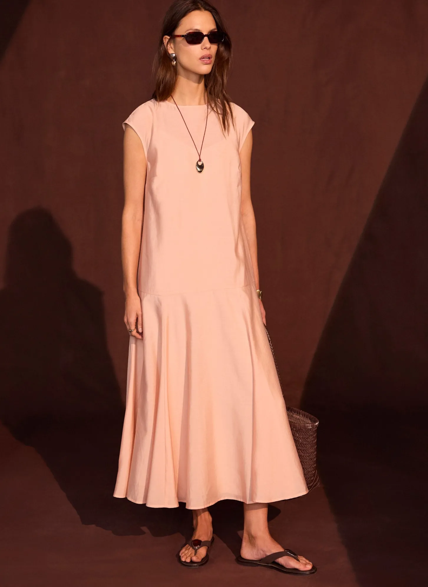 Pink Full Hem Midi Dress