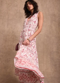 Pink Geo Print Maxi Dress