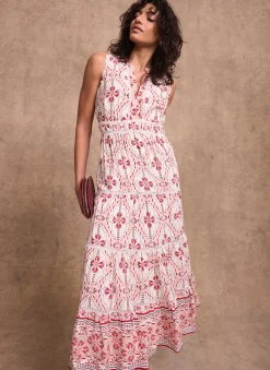 Pink Geo Print Maxi Dress