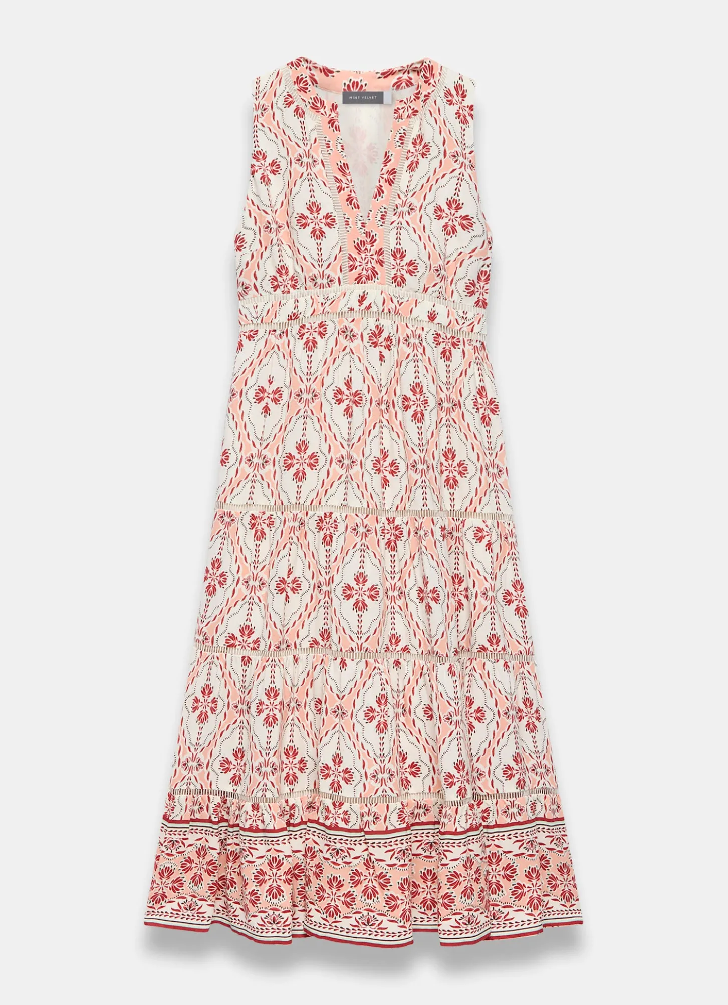 Pink Geo Print Maxi Dress