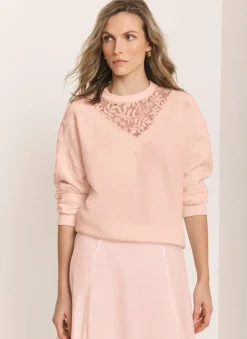 Pink Lace Detail Sweatshirt