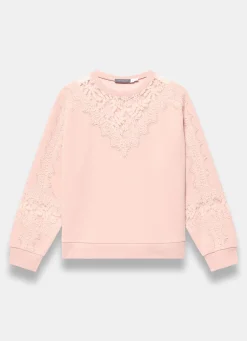 Pink Lace Detail Sweatshirt