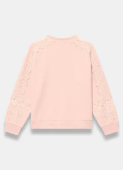 Pink Lace Detail Sweatshirt