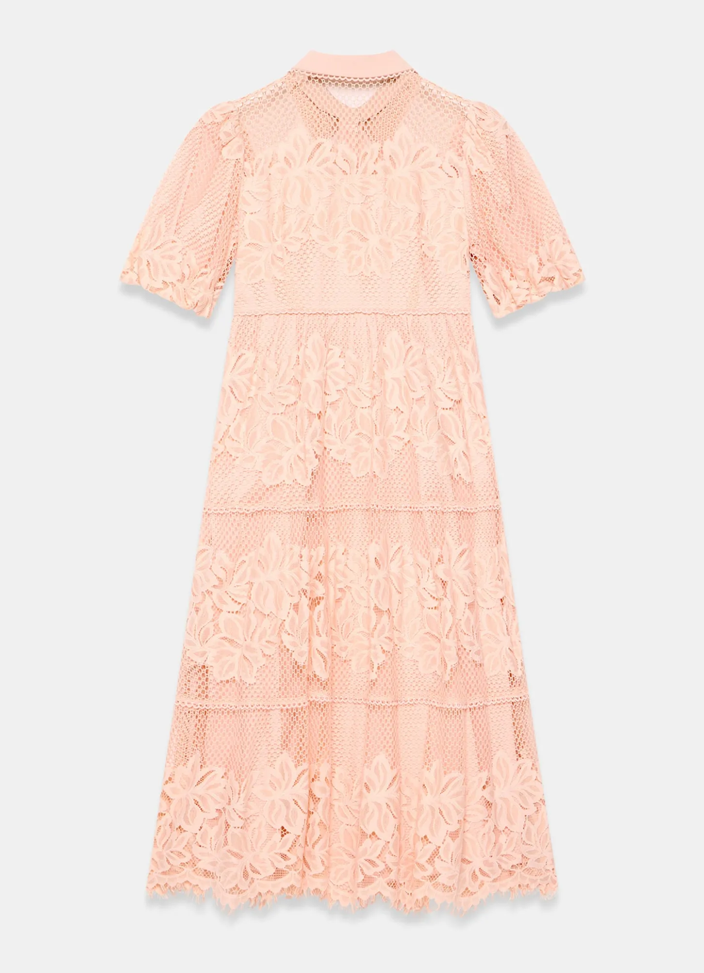 Pink Lace Midi Shirt Dress