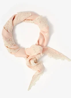 Pink Lace Trim Scarf