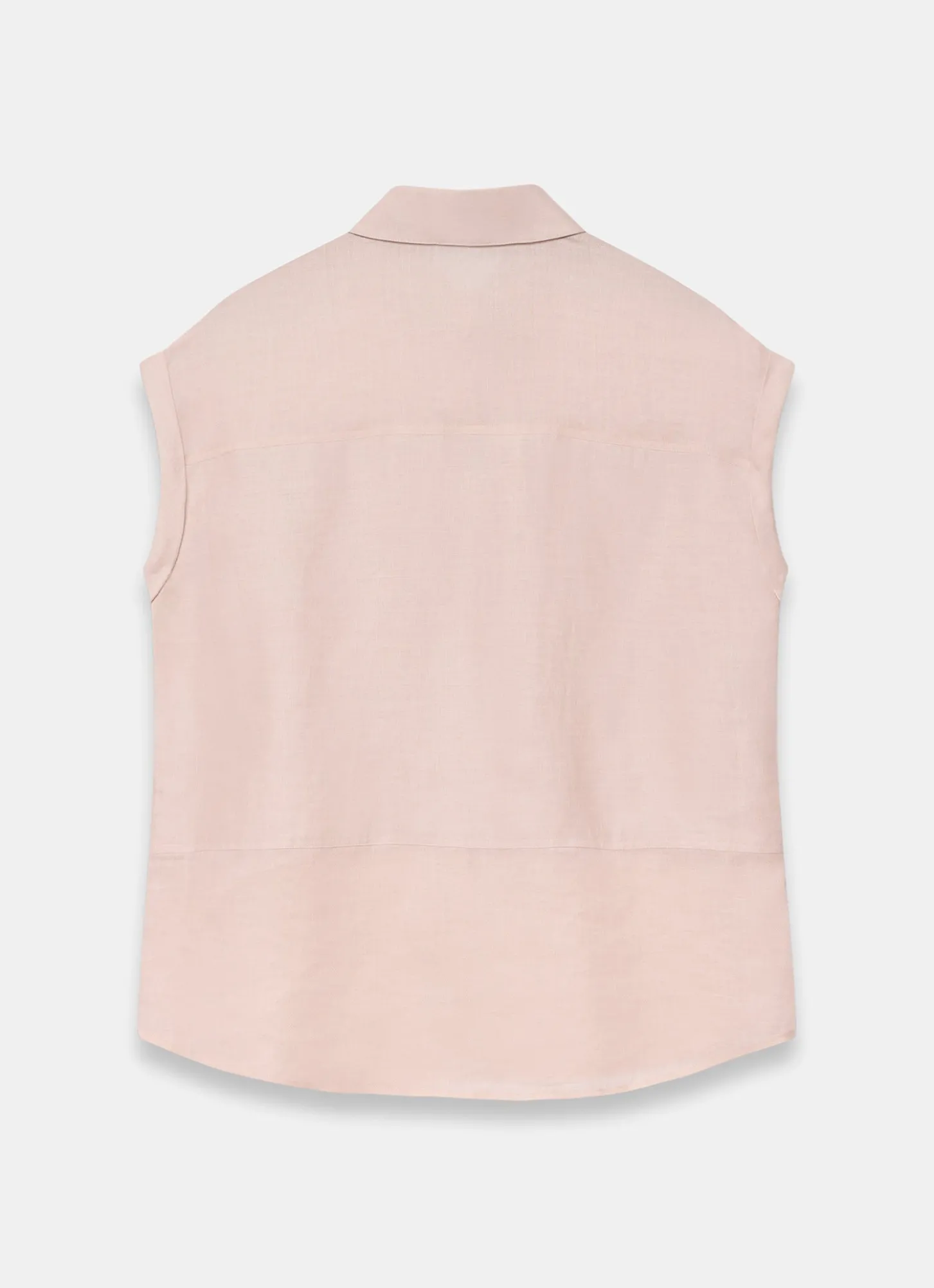 Pink Linen Blend Sheer Panel Shirt